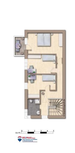 Grundriss Obergeschoss möbliert