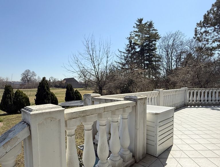 Terrasse mit Abgang in den Garten