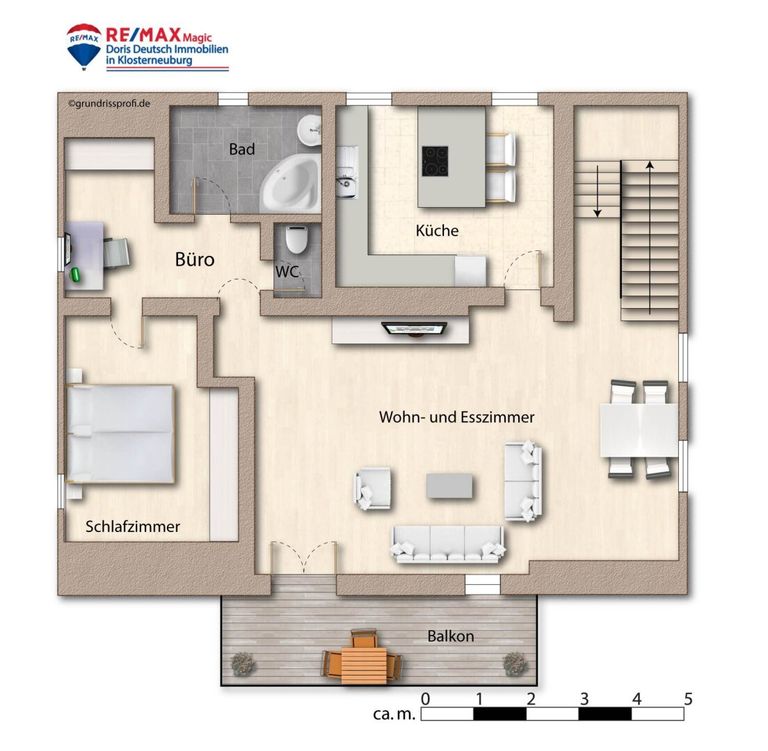 Grundriss Dachgeschoss möbliert
