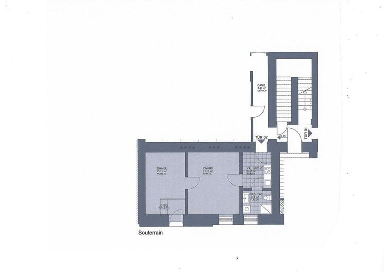 Plan - Charmantes 2 Zimmer Atelier Kauf 15. Bezirk Wien