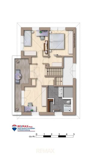 Grundriss Obergeschoss möbliert