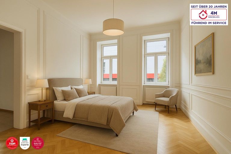 Schlafzimmer gestagt