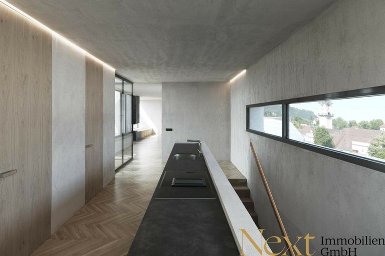 Küche mit Aussicht auf den Pöstlingberg