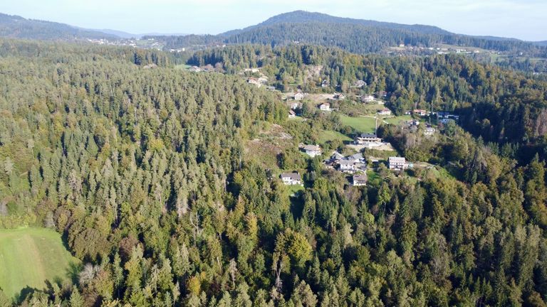 Luftbild vom Techelsberg und dem Grundstück