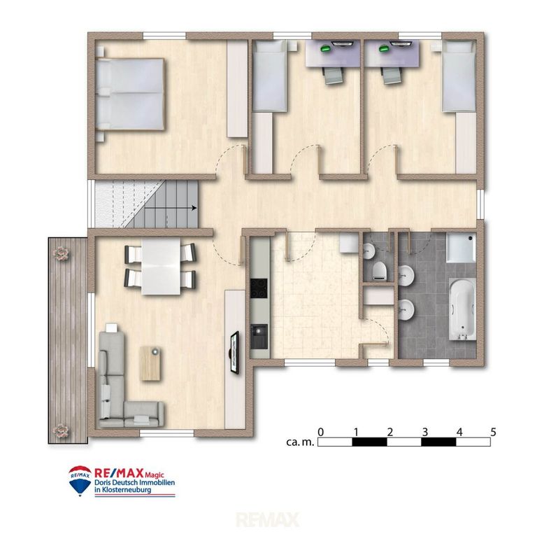 Grundriss Obergeschoss möbliert