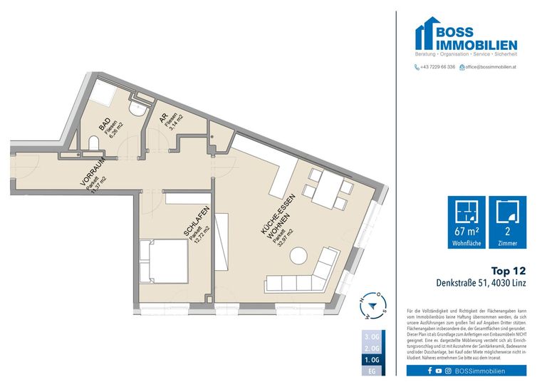 Grundriss Denkstraße 51, Top 12