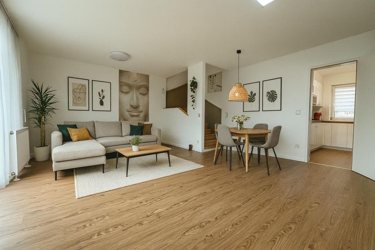 Wohnzimmer mit Blick zur Küche