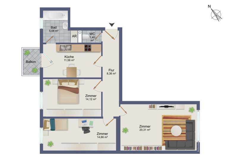 Grundriss ETW 8020  Grimmgasse 18 -Top 4