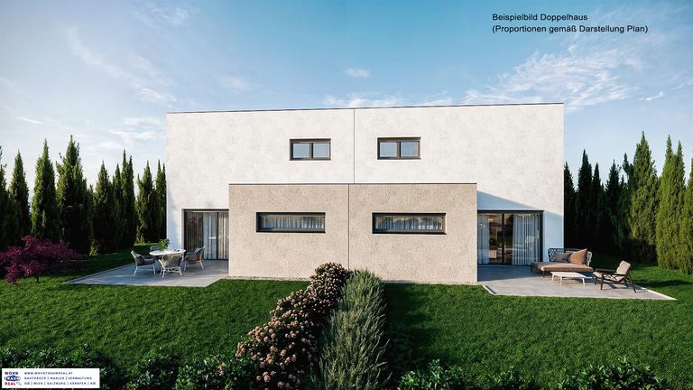 Beispiel Bild Doppelhaus Gartenseite