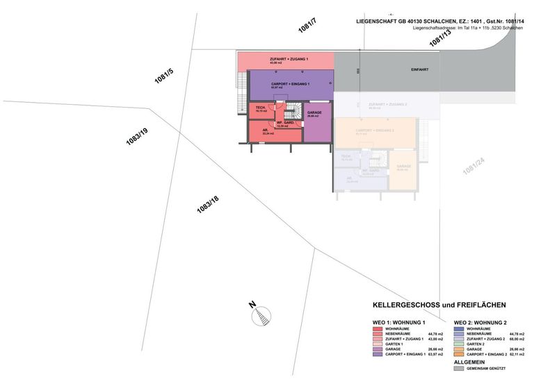 Detailplan Kellergeschoss und Freiflächen