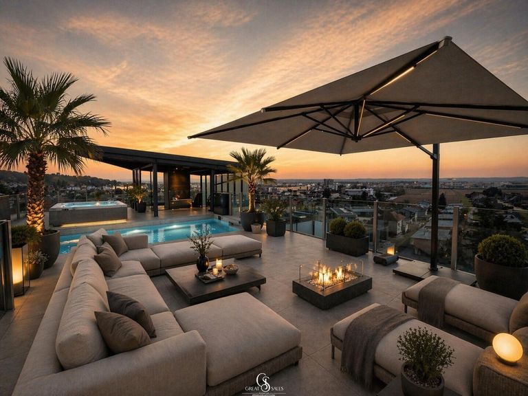 Dachterrasse mit Pool und Sauna