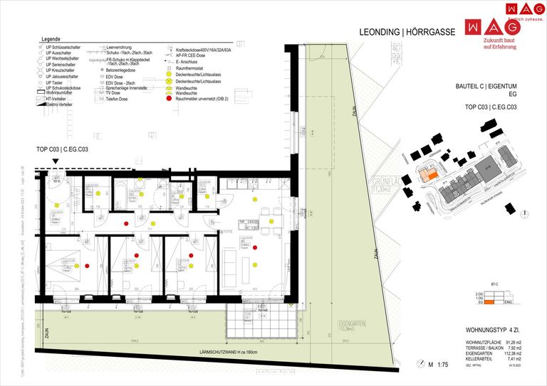 Wohnungsplan mit Maßen