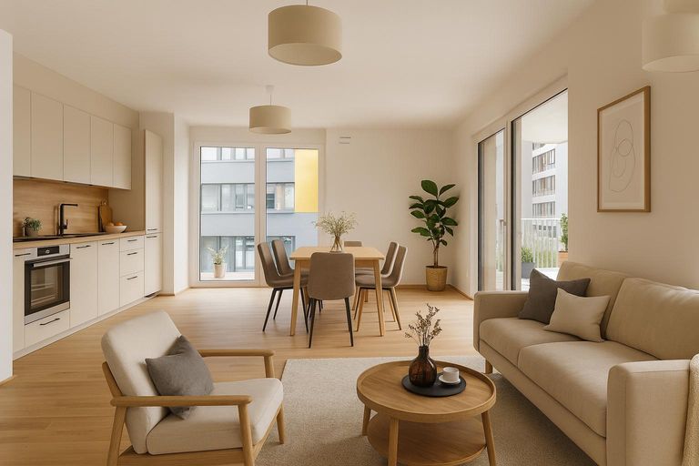 Wohnung - Wohn-Ess-Kochen Visualisierung