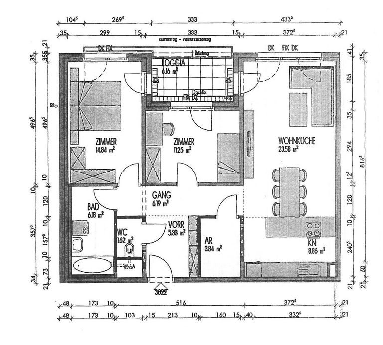 Plan mit Massangaben