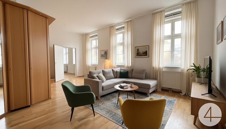 Wohn- oder Schlafzimmer KI eingerichtet