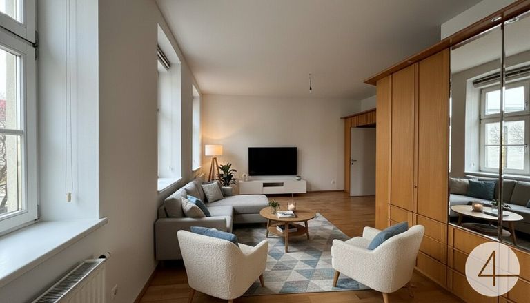 Wohn- oder Schlafzimmer KI eingerichtet