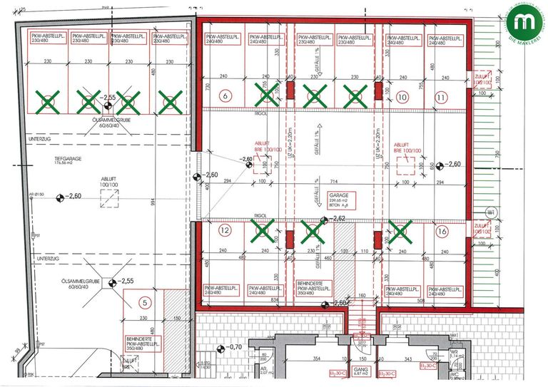Garagenplan, X=vergeben