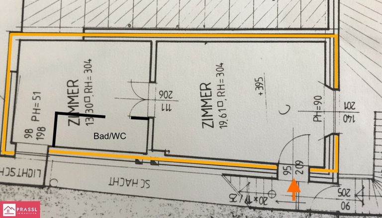Grundriss unmaßstäblich vergrößert