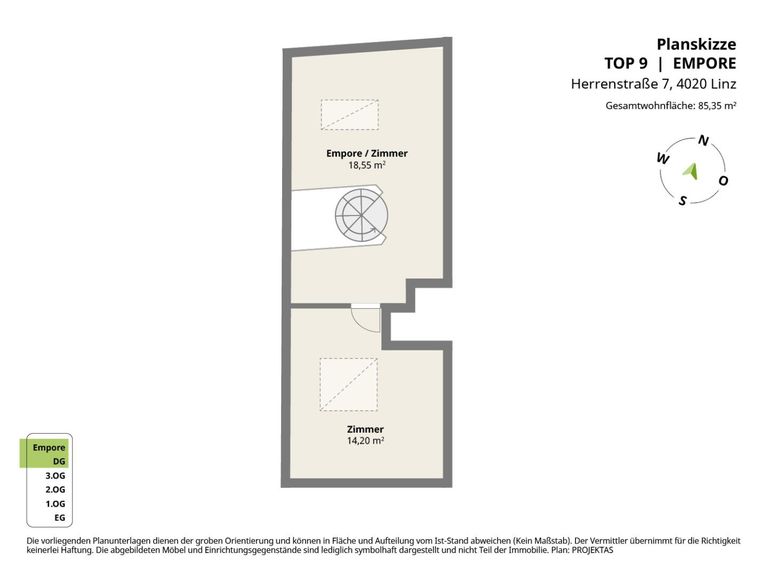 Planskizze Top 9 Empore