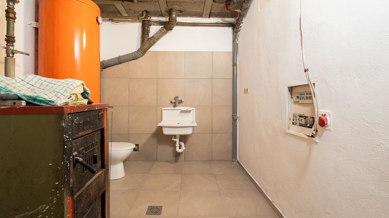 Heizraum mit Wc und Waschbecken im EG
