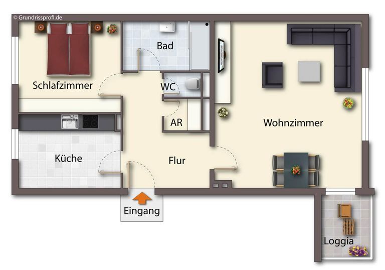 Grundriss als schematischer Darstellung_möbliert
