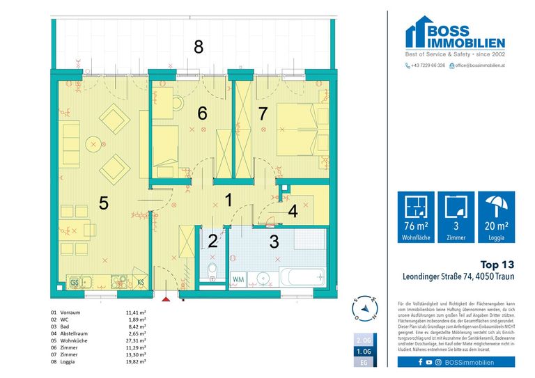 Grundriss Leondinger Str 74 - Top 13