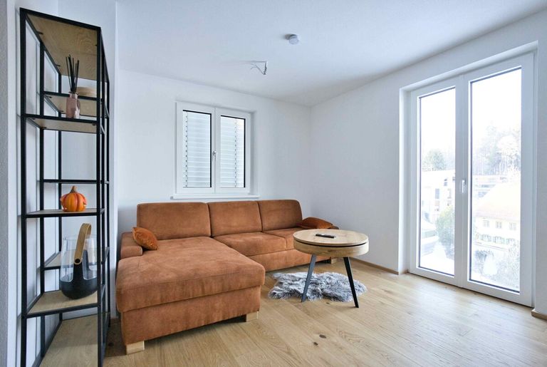 Wohnzimmer, Wohnung nahe Attersee