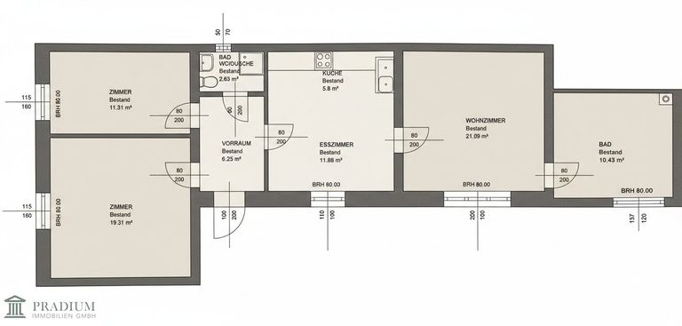 Grundriss Wohnfläche (KI bearbeitet)