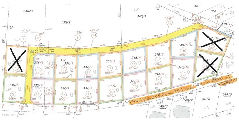 Lageplan mit Adresse und noch freien Parzellen