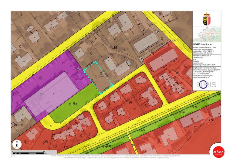 Parzelle ca. 700 m² Widmung - Bauland Ried