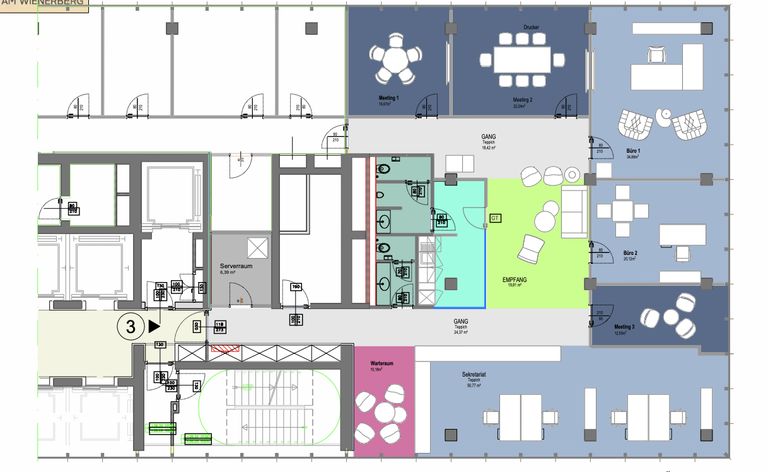 Grundriss A 10.OG rechte Seite ca. 265m2