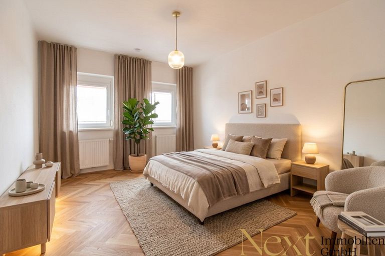 Bsp. Schlafzimmer I - Visualisierung – Einrichtung mittels KI generiert