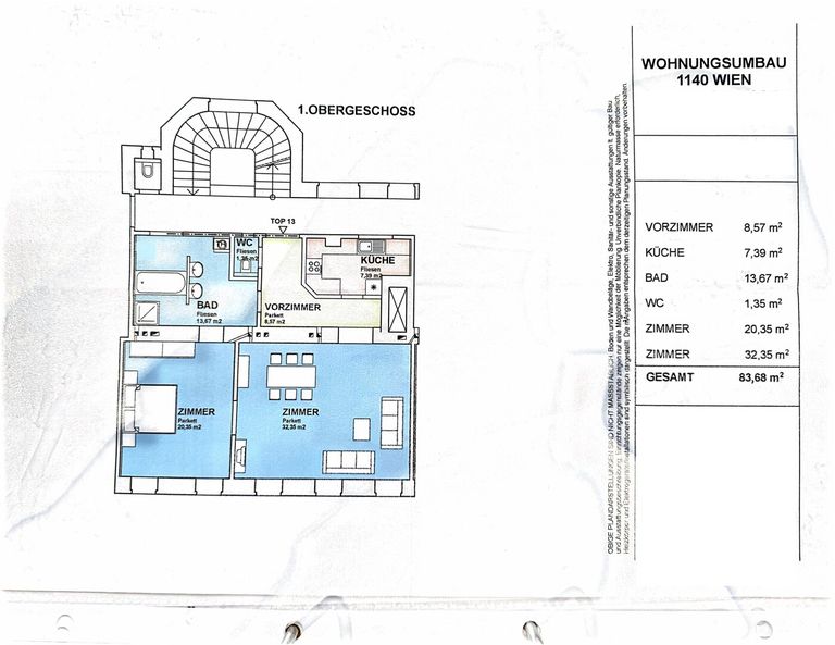 Planskizze vom damaligen Wohnungsumbau