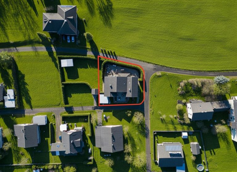 Luftbild Vogelperspektive mit Grundstücksgrenze