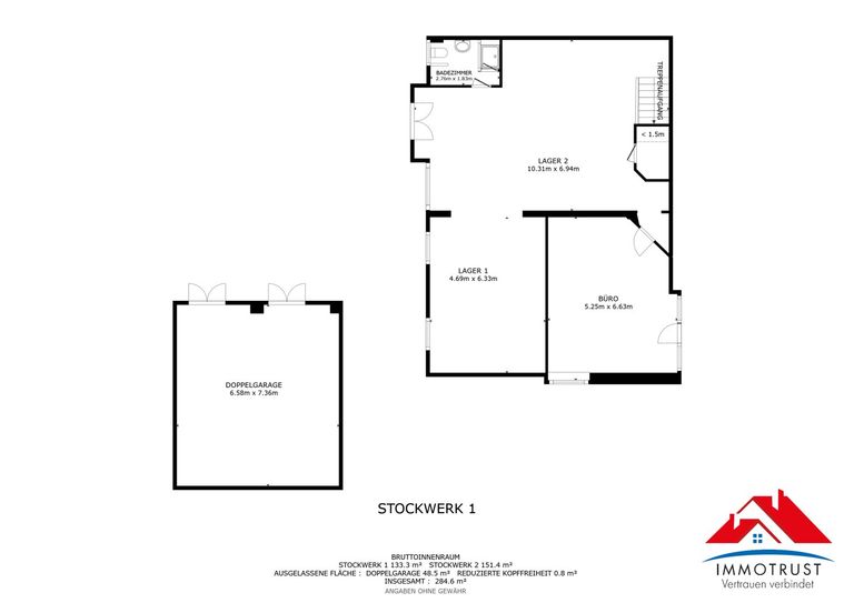 Plan Erdgeschoss (Garage gehört nicht dazu)