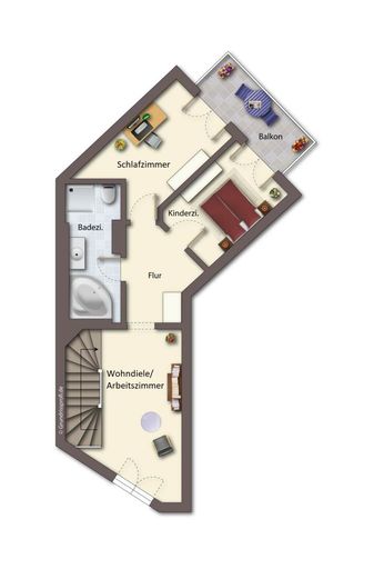 Obergeschoss als schematische Darstellung