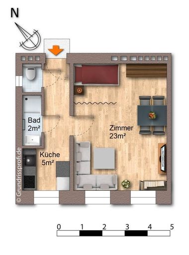 Grundrisss möbliert