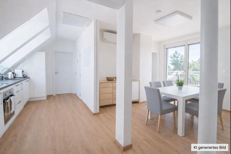 Einrichtungsvorschlag Vorraum/Küche/Essbereich