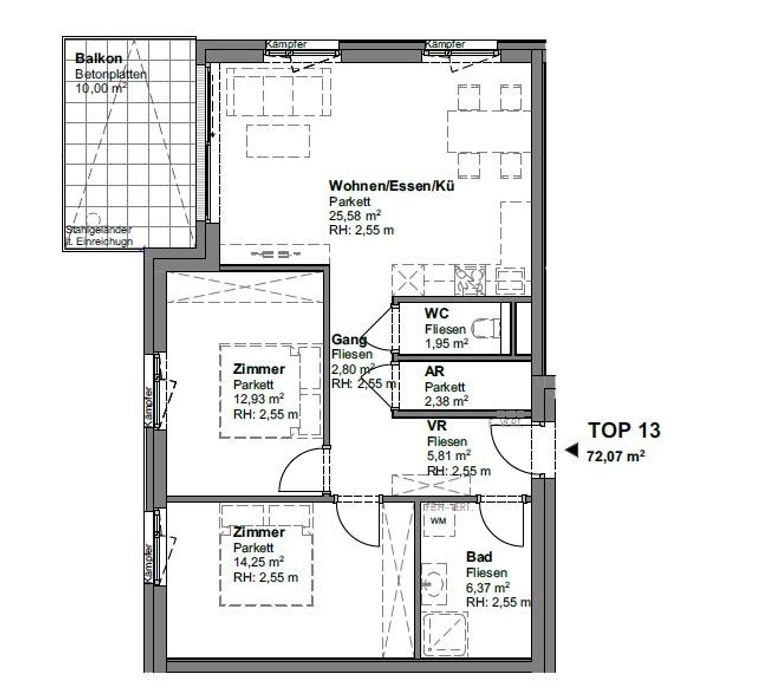 Grundrissplan Top 13