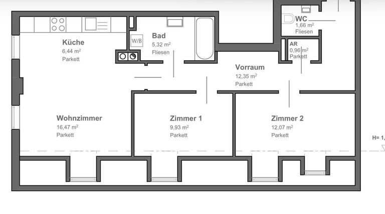 Grundriss Wohnung Feldkirchen bei Graz