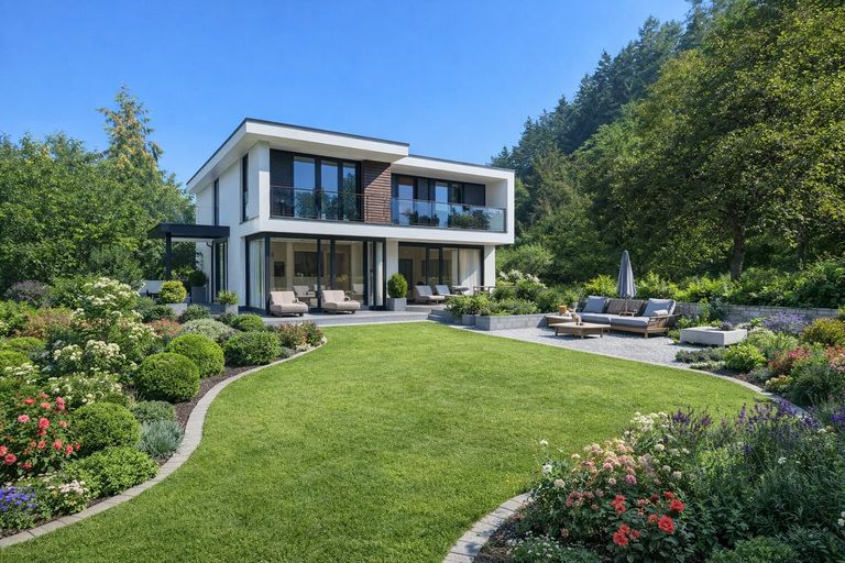 KI generiertes Doppelhaus