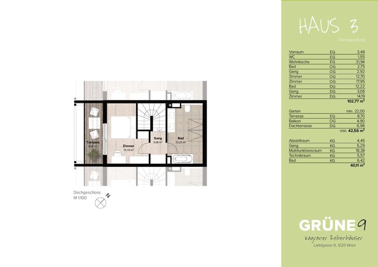 Grundrissplan 2.OG mit Terrasse