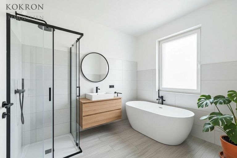 Bad im Obergeschoss_möbliert mit KI