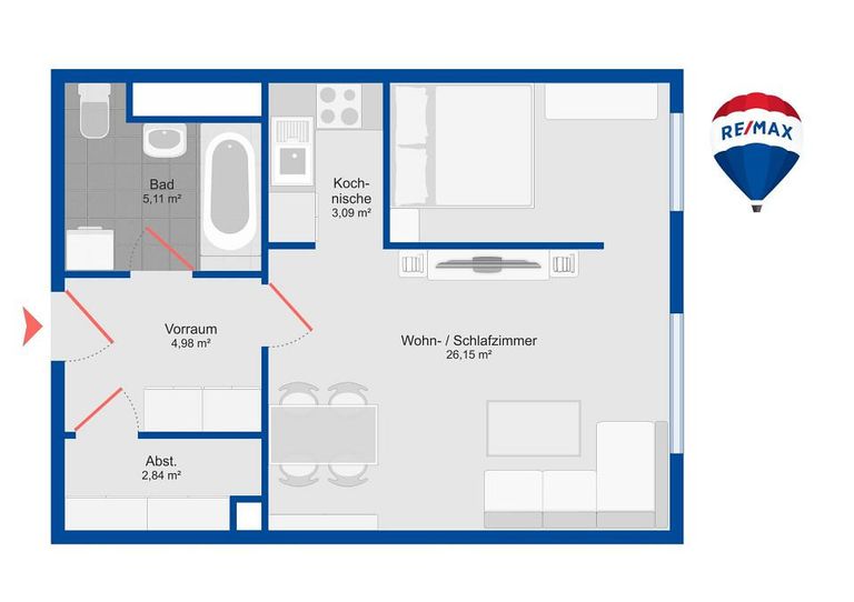 11. Mietwohnung 1100 Wien - Grundriss