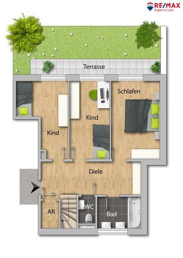 Grundrissplan Haus 2 Wohnung 1A Untergeschoss