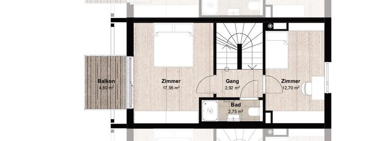 Grundrissplan Schlafebene mit Balkon