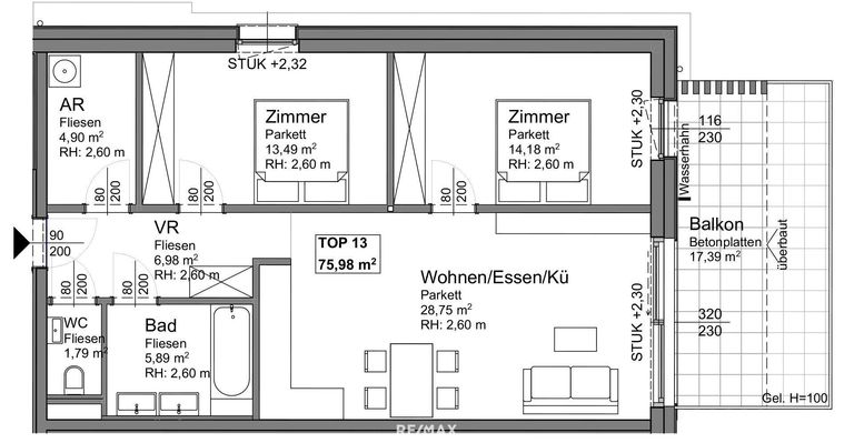 Grundrissplan Top 13