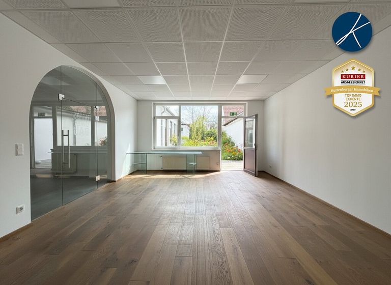 Büroraum mit Ausgang zur Atrium-Terrasse