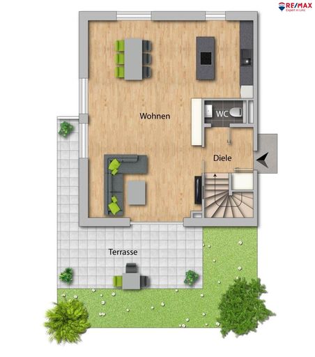 Grundrissplan W 2B Erdgeschoss