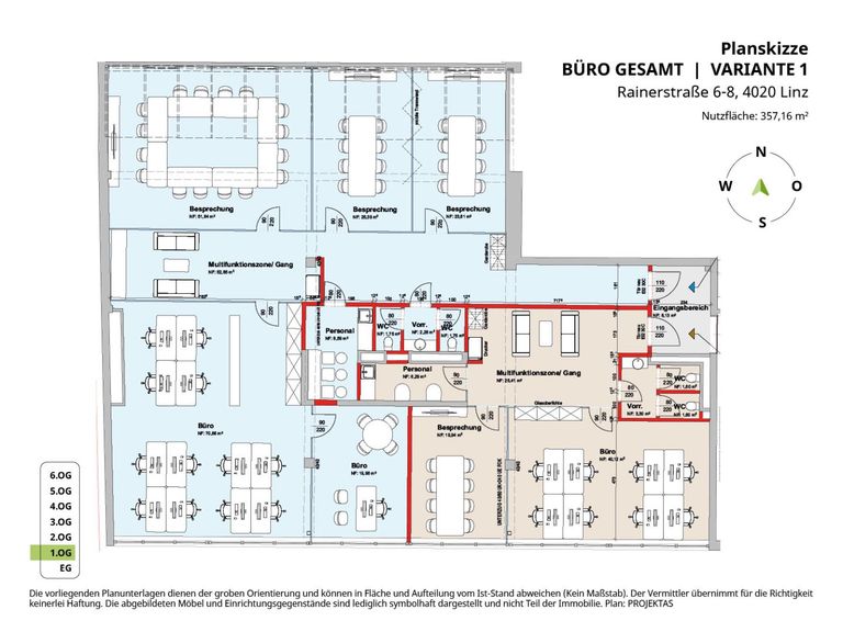 Planskizze Büro gesamt - Variante 1